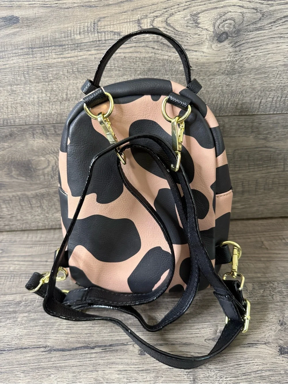Betsey Johnson Leopard Print Mini Backpack with Gold Hardware